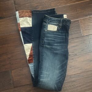 DRIFTWOOD is Dark Blue Flare Jeans -Velvet Patchwork Inlay